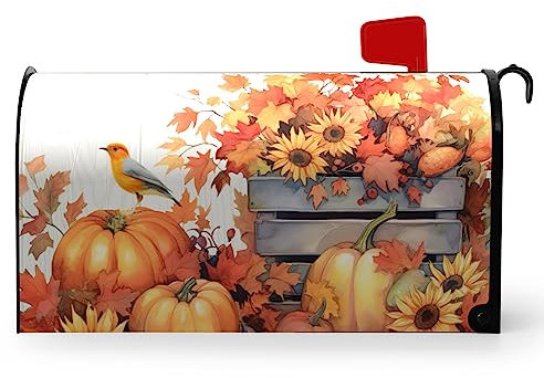 Dacawin Magnetische Briefkastenabdeckung, Standardgröße, 53,3 x 45,7 cm, Sonnenblume, Kürbis, Ahornblatt, wasserdicht, Briefkastenabdeckungen für Zuhause, Garten, Hof, Dekoration