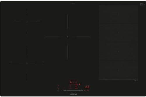 Siemens EX801HVC1E, iQ700, Smartes Induktionskochfeld, Autark, Flächenbündig, 80 cm, Schwarz, touchSlider Bedienung, Flexible und Intelligente Kochzonen, powerBoost für schnelleres Kochen, varioMotion