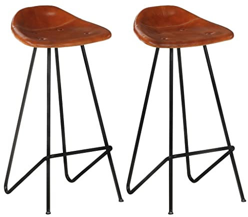 BUKSCYJS Friseurstuhl,Barhocker Einzeln,Bar Hockerbarhocker 2 STK. Braun Echtledergeeignet FüR Wohnzimmer, Schlafzimmer, Bar, KüChe, Pub, Taverne, Badezimmer, Klassenzimmer