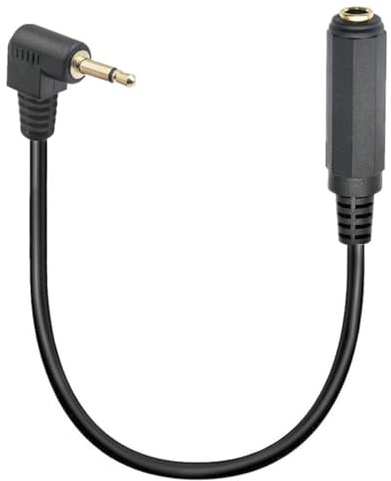 Tomost 3,5 mm auf 6,35 mm Mono-Kabel, 2-polig, 90 Grad, 30 cm, Schwarz, Adapterkabel für Kopfhörer, Lautsprecher, PC, MP3, Smartphone