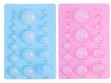 2 Pcs 3 Row Paper Quilling Tools Half Ball Domes, Plastic Mini Quilling Molds for DIY Craft Projects with Convenient Roll Functionality, Blue and Pink