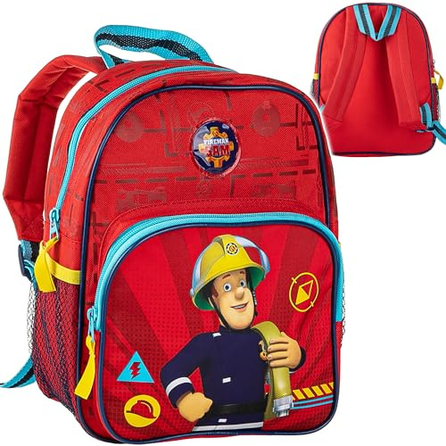 alles-meine.de GmbH Kleiner - Kinder Rucksack - Feuerwehrmann Sam - Tasche - wasserfest & beschichtet - Kinderrucksack - 2 Fächer - groß Kind - Jungen Mädchen - Kindergartentasch..