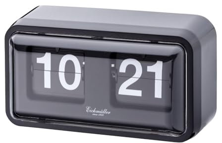 Eichmüller since 1950 Retro Flip Uhr mit Gehäuse - schwarz glänzend