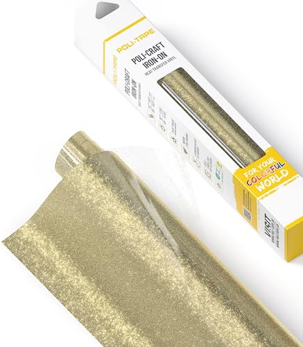 POLI-FLEX® PEARL GLITTER® - glitterfolie för textilier - Värmeöverföringsfilm med glittereffekt för påvärmning, plotterfolie för DIY-kläder, Champagne, 30,5 cm x 61 cm