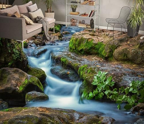 Benutzerdefinierte Boden Wasserdichte Stereo-Aufkleber 3D Steinfluss,430 * 300cm 3D-Bodenfliesen Aufkleber Bodenbelag Tapete Wandbild PVC Wasserdicht selbstklebende Tapete Wohnkultur