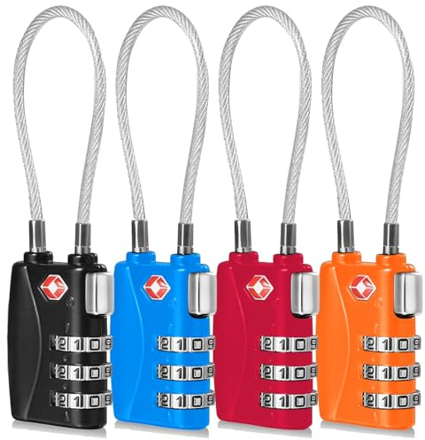 CFMOUR TSA Approved Luggage Locks, 3-Dial Suitcase Lock with Flexible Cable