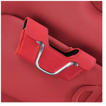 JNNJ Multifunktionale Sonnenblende Brillenetui Organizer, Auto Sonnenblende Leder Sonnenbrillen Etui Halter Clip, Leder Sonnenbrille Hanger Brillenhalter Für Autos(Rot)
