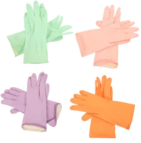 Levemolo 4 Paar Latex Reinigungshandschuhe Küche Wiederverwendbare Geschirrspülhandschuhe Haushalt Flexible Handschuhe Öl Schmutzabweisend