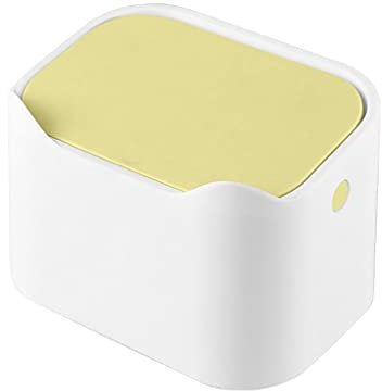 Corbeille à Papier Mini poubelle de type push-poubelle peut salon ménager table salle à manger déchets papier panier petite fille dortoir chambre bac de lit de chevet Poubelle De Bureau(Yellow)