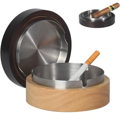 Cenicero con Tapa, JSVER Cenicero Exterior 2 IN 1, 2X Ceniceros Originales con Capa Interior de Acero Inoxidable para El Hogar/Jardín/Bar/Restaurante/Oficina/Hotel