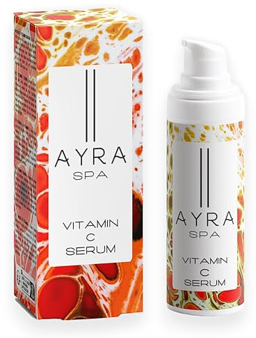 AYRA SPA - Siero alla Vitamina C | con Acido Ferulico & Acido Ialuronico | Ricco di Vitamine & Antiossidanti | Energizzante, Idratante & Illuminante | VEGAN e 99% Naturale | Certificato COSMOS