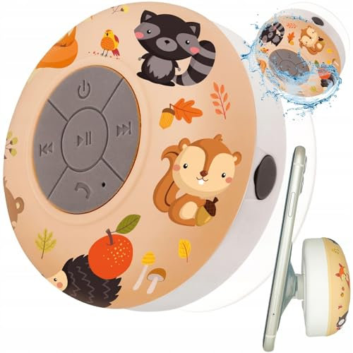 Setty Altoparlante Bluetooth Piccolo con Ventosa per Bambini Design Autunnale - Cassa Portatile Bluetooth per Bambini con Microfono - Radio Doccia Impermeabile IPX4 - Cassa Bluetooth Doccia