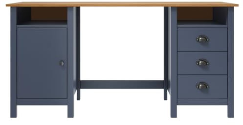 Schreibtisch Hill Grau 150x50x74 cm Massivholz Kiefer,jiangboyue-289001