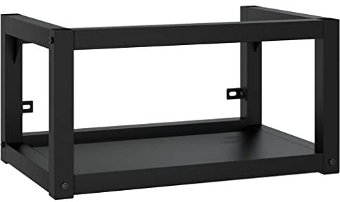 HETFTJN Mobiletto Ingresso Salvaspazio Mobile Sottolavabo per Bagno Mobiletti Cucina Credenza Cucina Salvaspazio - Struttura per Lavabo a Parete Nera 59x38x31 cm in Ferro per Camera Degli Ospiti