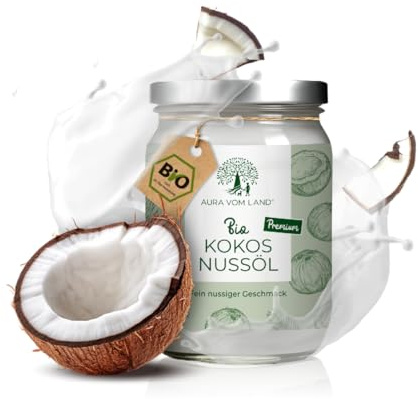 Kokosöl nativ 500 ml Bio 100% Kaltgepresst - Kokosfett zum Kochen, Backen & Braten