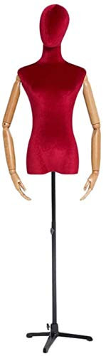 SHANYAYALI Damen Rumpfpuppe Kleid Kopfform Stativ Kleiderständer Kleid Schmuck Exposition elastisch (Rot)