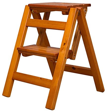 Taburete plegable de madera con 2 escalones, silla de escalera antideslizante, estante plegable multifunción, banco de zapatos/estante para flores (color: B)
