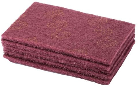 Hand Scouring Pad, Industrial Abrasive Sponge Scourer for Kitchen Sink, Dishes, Car Washing (120 * 195 * 8mm Fine Red) (Red)