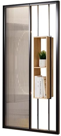 Modern Glass Panel Étagère with Frosted Glass for Privacy Ideal for Hotel Office Bedroom Restaurant Bathroom Elegant Gold Finish 50 x 40 cm