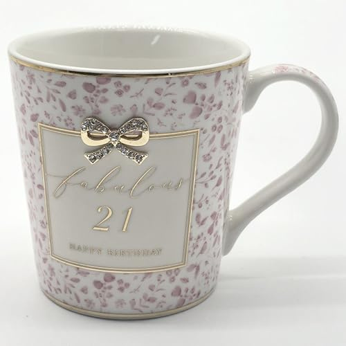 Mindre & PAVEY Madelaine 21:a födelsedagsmugg Madelaine by Hearts design, te- och kaffemuggar för varma drycker | Fint porslin tryckta muggar för kök och hem | återanvändbara keramiska koppar för