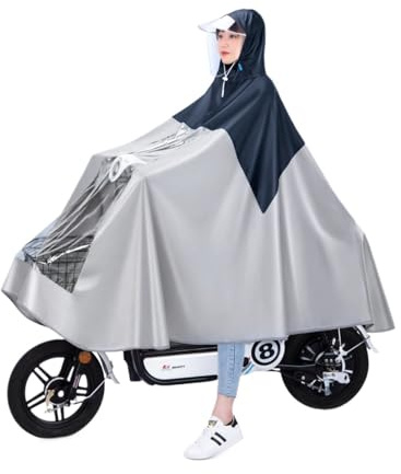 ACEFCXAUSVC Rain Poncho，Rain Cape Adult Waterproof， Hooded Rain Poncho for Bikes, Ebikes, Motorcycles & Mobility Scooters(Black,3X-Large)