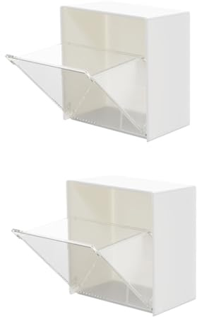 HORIALENCE Flip-Top Aufbewahrungsbox Kunststoff 3.35X3.35X1.81In Hängender Organizer 2Er Set Für Basteln Küche Wohnzimmer Mit Selbstklebendem Deckel
