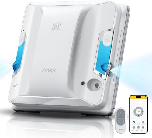 Fmart Robot nettoyeur de vitres avec fonction de pulvérisation W7, robot de fenêtre automatique, puissance d'aspiration puissante de 3800 PA, réservoir d'eau de 50 ml, planification automatique des