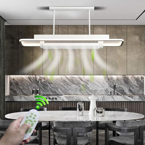 LYSDjia Ventilateur De Plafond Avec Lampe De Plafond LED rectangle Bedroom Plafonnier avec Télécommande Dimming Timing 6 Wind Speed Salon Plafonnier sans pales lustre en éventa (rectangulaire)