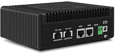 CWWK N150 Mini PC (Aggiornato N100) Firewall con 4 porte 10GbE RJ45 + LAN 2.5GbE, S7 Pro OPNsense Appliance Mini Computer, Micro PC Barebone DDR5 SENZA RAM/SSD, 2-NVMe, USB-C, TF