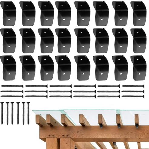 Black Rafter Brackets - Galvanized Steel Roof Brackets - Heavy Duty Roofing Connectors Wood Joist Hangers Hardware for Ceiling Beam Shed Gazebo Pergola Fence