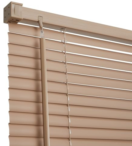Warmiehomy PVC Venetian Blinds for Windows, Khaki Venetian Blinds 60 * 150cm, 25mm Slat, Easy Fit Trimmable Fitting PVC Window Blind Shutters, Light Filtering & Privacy Control for Home Office, Khaki