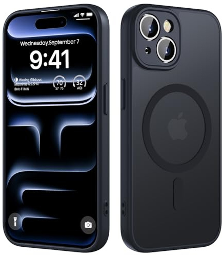 ORDA Magnetic for iPhone 15 Case, Fit for MagSafe, [Full Camera Protection], [Shockproof] Slim Translucent Matte,Military-Grade Protection,Scratch & Fingerprint Resistant -6.1 Black