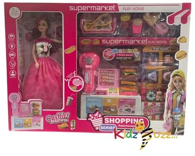 YSAMAX Pink Supermarket Play House Set with Doll, Cashier Shopping Toy Series for Kids, playful, Ideal for girls, Educational and imaginative play, elegant design and vibrate color