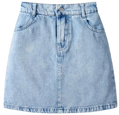 SEAUR Denim Skirt for Girls 8-12Years Cute Jean Skirt Casual A Line with Pockets