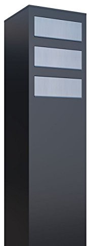 Briefkastenanlage, Design Briefkasten Monolith for Three Schwarz/Edelstahl - Bravios
