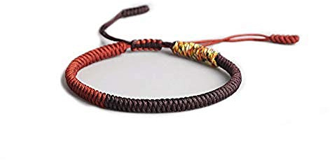 EXINOX Pulsera Tradicional Tibetana | Hombre Mujer | Nudos Espirituales Budistas (Roja)
