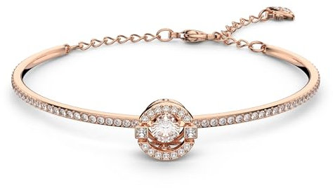 Swarovski Sparkling Dance bangle, Round cut, White, Rose gold-tone plated