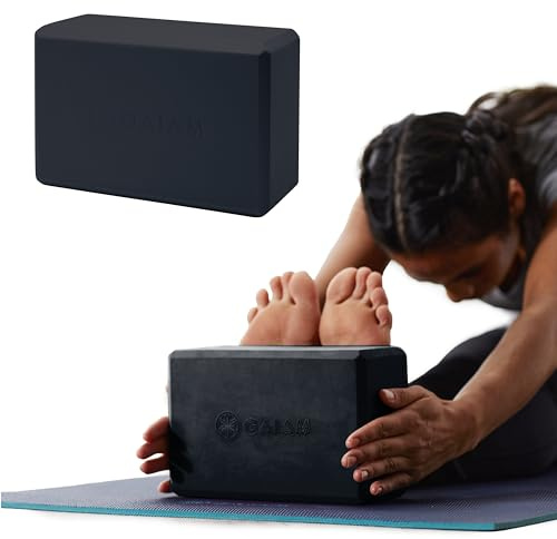 Gaiam Yoga Block - Supportive Latex-Free EVA Foam Soft Non-Slip Surface for Yoga, Pilates, Meditation (Black), 1 EA