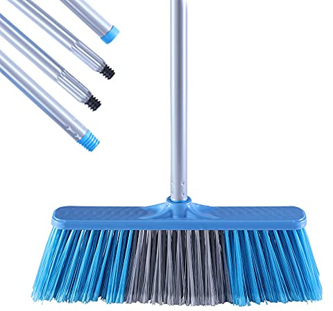 YONILL Indoor Outdoor Broom with Long Handle, 53 Angle Brooms for Floor Cleaning Sweeping Broom for Garage, Patio, Garden, House and Kitchen