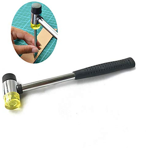 MIKMAY Soft Mallet, Double-Faced Rubber Soft Head Hammer for Jewelry Craftsman, Leather Crafts, Wood, Flooring Installation and More - Lightweight Non-Slip Plastic Handle - Diameter 25mm