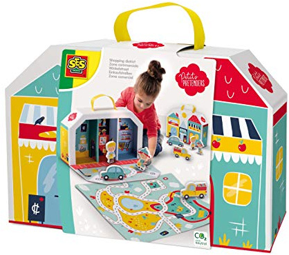 SES Creative 18013 Einkaufstraßen Spielkoffer und Spielmatte