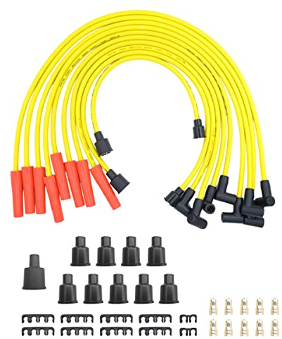 MAS 8mm Spark Plug Wire Compatible with GMC Chevrolet Ford SBC BBC Straight Boot Wires 305 307 327 350 400 396 402 427 454