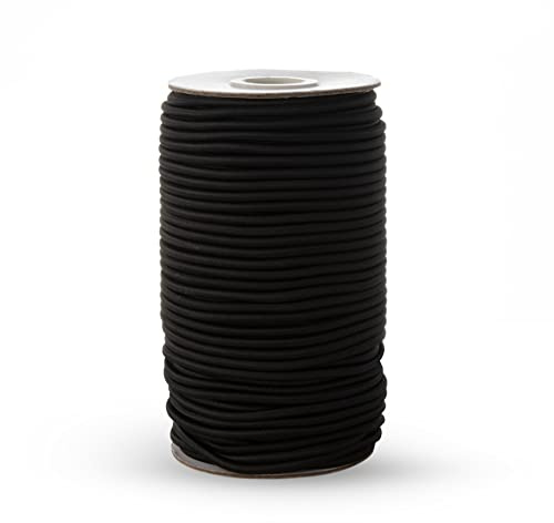 Elastische Kordel/Rundhutgummi Schwarz & Weiß (1 mm, 2 mm & 3 mm) Handwerk, Schmuckschnur, Masken, Partyhüte (schwarz, 3 mm – 20 Meter)