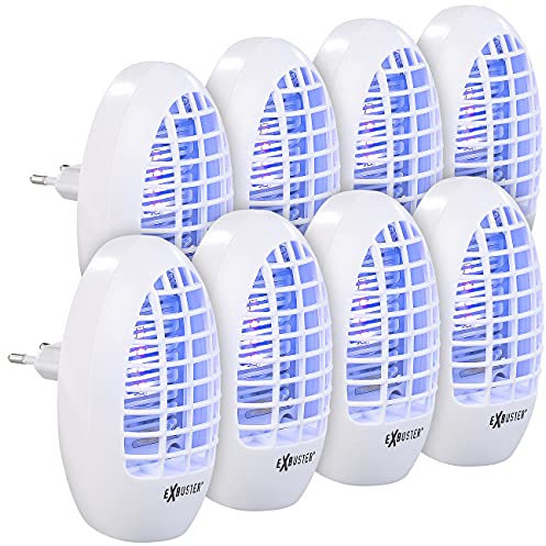 Exbuster Anti Mücken: 8er-Set Steckdosen-Insektenvernichter mit UV-Licht, für Räume bis 20m² (Gelsenstecker, Mücken Stecker, Insektenschutz)
