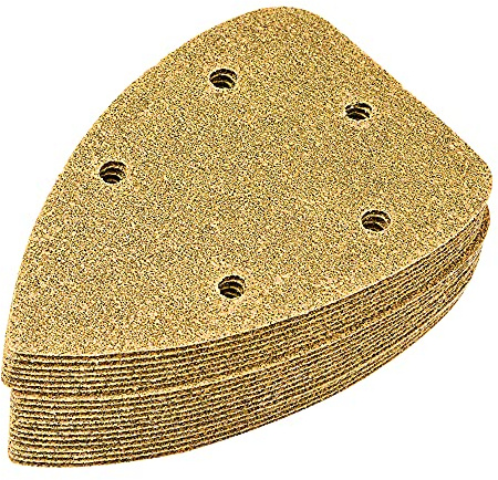 sourcing map 5 Holes Triangle Sandpaper 40 Grits (P40) Coarse Abrasive 5.5-Inch Aluminum Oxide Sanding Sheets Hook and Loop Backed 20pcs