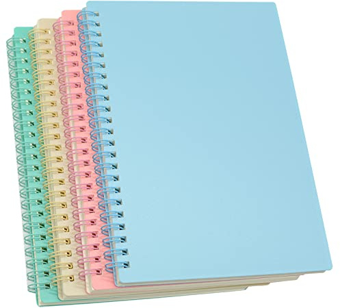 Yansanido Spiral Notebook, 4 Pcs 8.3 Inch x 5.9 Inch A5 Thick Plastic Hardcover 7mm College Ruled 4 Color 80 Sheets -160 Pages Journals for Study and Notes (4)