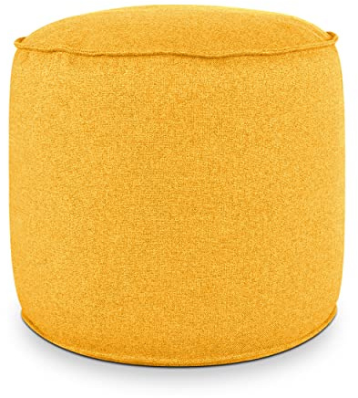 Deshome - Sitzhocker Sitzpouf Pouf rund Ø 60 cm mit abnehmbarem Polster für Innen- und Außenbereich: Sitzpouf Design für Sofa, Wohnzimmer, Schlafzimmer, Sitzhocker, Light PoufSonniges Gelb