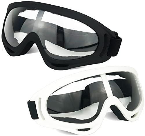 Toyer Schutzbrillen/Schutzbrillen/Motorradbrillen mit Bandanas – kompatibel mit Nerf Game Battle für Kinder (Schwarz + Weiß), 2 Stück