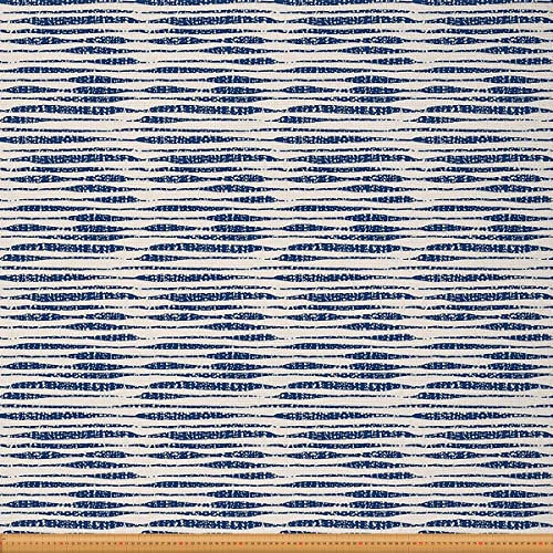 Blauen Streifen Stoff Meterware Nautischer Polsterstoff Dekostoff mit Meeresmotiven Geometrischer Abstrakter Meer Stoff für Drinnen Draußen Marine DIY Kunst Wasserdichter Stoff Marineblau 184x150(HxB)