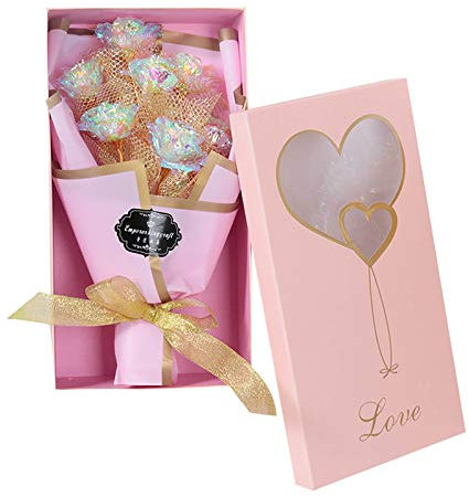 TianWlio Romantischer bunter Rosen-Blumenstrauß stellte Goldfolie-Rosen-Geschenk-künstliche Blumen für Immer Mode-Simulations-Blumen EIN Holztulpen (B, One Size)